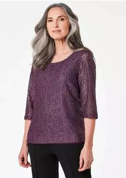GOLDNER Spitzenbluse mit zartem Glanz beere