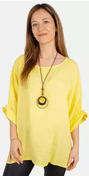 Seasons of April Lina Oversized Kurzarmbluse Weit geschnittene Leinenbluse (GE-LINA-GELB) gelb
