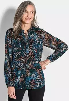 GOLDNER Druckbluse aus Chiffon royalblau/gemustert