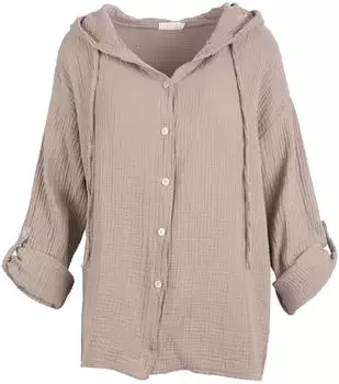 Seasons of April Camila Musselin Bluse Oversized (SM-CAMI-TAP2) dunkelbeige