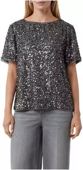 Comma Blusenshirt mit Pailletten (2173125) grau