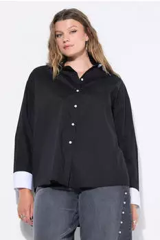 Studio Untold Jeanshemd oversized Heart-Stickerei schwarz/wei&szlig;