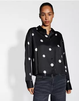 Opus Sipunkto Slim Longsleeve aus bedrucktem Jersey schwarz/weiß