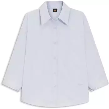Hugo Boss Relaxed-Fit Bluse aus Baumwoll-Popeline mit Kimonoärmeln Style C_Belenta 50553519 Hellblau