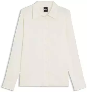 Hugo Boss Regular-Fit Bluse aus elastischem Seiden-Satin Style Bonya 50557203 Weiß