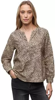 Street One Frauen Cordbluse im Leo-Look in Beige Gr: (A34609036871)