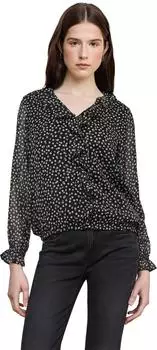 Street One Frauen Chiffonbluse mit Volants in Schwarz Gr: (F34617920001)