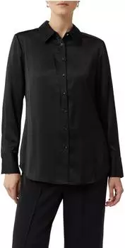 Comma Satin Hemdbluse schwarz