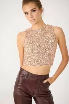 No Matter What Ärmellose Bluse mit Rundhalsausschnitt und Pailletten (8684170133960) rosa