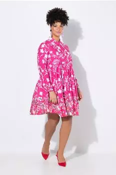 Mia Moda A-Linien-Bluse mit Blütenmuster hibiskuspink