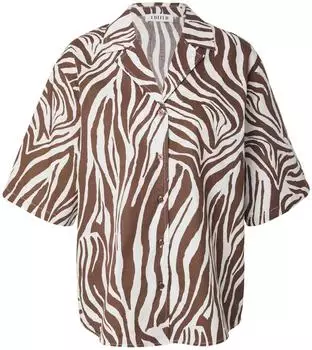 EDITED Chris Bluse Loose Fit braun/weiß