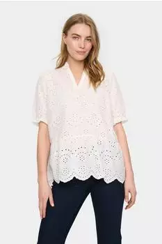 Saint Tropez Kurzarm-Bluse Gerade Passform ice