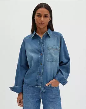 someday. ZEBRU Oversized Jeanshemd mid drift blue