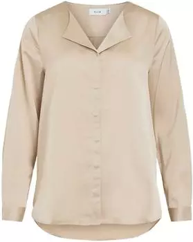 Vila Viellette V-Ausschnitt Satin Bluse champagner