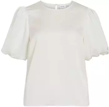Vila Viellette Blusenshirt mit Viertelarm weiß