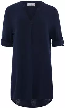Zwillingsherz Rom Schlupfbluse mit verlängerter Rückenpartie, V-Ausschnitt, Krempelärmeln, Musselin (19340431) navy