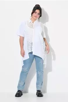 Angel of Style A-Linien Bluse mit Spitzeneinsätzen weiß