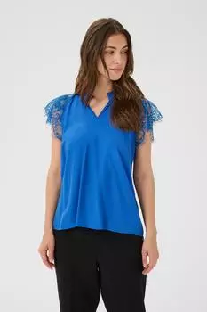 Cream CRNola Kurzarmbluse Gerade Passform neonblau/galaxy blue