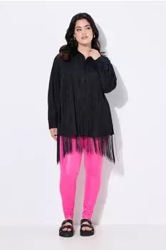 Angel of Style Straight Fit Bluse mit langen Fransen schwarz