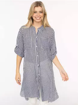 Zwillingsherz Kida Longbluse mit Knopfleiste und Brusttaschen (12580144) marine