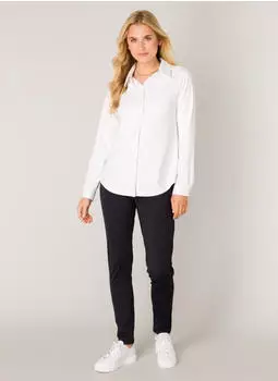 Base Level Tamara Langarmbluse mit Stretch und Knopfleiste (95760825) weiß