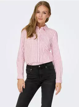 Jacqueline de Yong LOLA L/S LOOSE SHIRT WVN (92837135) chalk pink stripes/fig