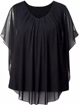 Mia Moda Mesh Blusenshirt Schulter CutOut (71509655) schwarz
