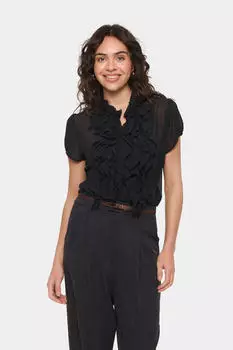 Saint Tropez Lilja Chiffonbluse schwarz