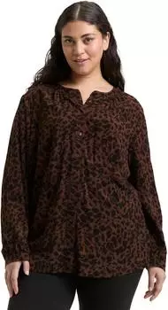 Tom Tailor Klassische Bluse mit Leo-Print (1049546) brown black small leo print