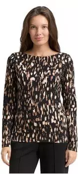 Tom Tailor Langarmshirt mit All-Over Print (1049182) braun sparkle design