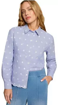 Zero Klassische Bluse mit Streifen und Stickerei bluewhite
