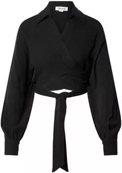 EDITED Levke Blusenshirt mit Wickel-Design schwarz