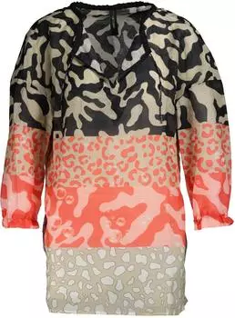 Marc Cain Bluse mit Rundhals und V-Ausschnitt (QS 51.16 W43) schwarz/weiß/beige/koralle/rosa