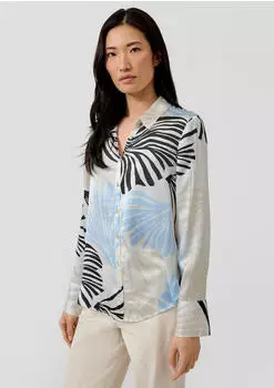 s.Oliver Hemdbluse mit All-Over Print und Raffung (2174909) ecru