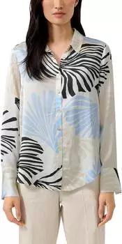 s.Oliver Hemdbluse mit All-Over Print und Raffung (2174909) ecru/mehrfarbig/creme