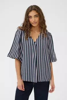 Culture CUpania Relaxed fit Kurzarm-Bluse dress blues/white/pink stripe