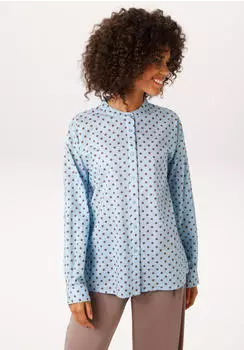 Aniston Slip-on Bluse mit kleinen Punkten (22991611) hellblau/braun