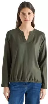 Cecil Langarmbluse mit V-Ausschnitt aus reiner Viskose (B346300) khaki