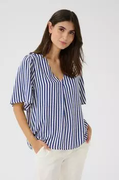 Culture Kurzarm-Bluse Relaxed fit (5715576161806) blau/weiss
