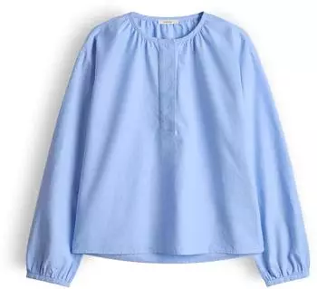 Opus Fimoma Loose Feminine Bluse aus Chambray water blue