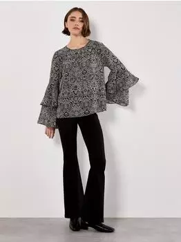 Apricot Klassische Bluse mit Puffärmeln schwarz