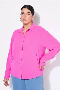 Studio Untold Jeanshemd oversized Heart-Stickerei fuchsia