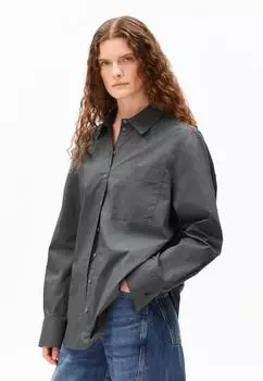 armedangels Stripe Loose Shirt Bluse aus Bio-Baumwolle grau