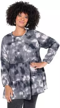 Angel of Style Musselin Hemdbluse Batikmuster Langarm (848279) grau/weiß