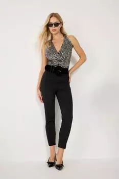 No Matter What V-Ausschnitt Bluse mit Pailletten silber