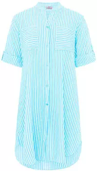 Zwillingsherz Kida Longbluse mit Knopfleiste und Brusttaschen (19361033) türkis