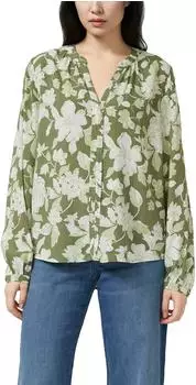 s.Oliver Strukturierte Bluse mit Halbarm im O-Shape (2174664) gr&uuml;n floral/olive/beige