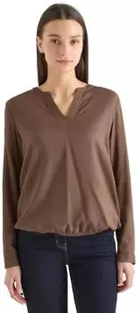 Cecil Langarmbluse mit Splitneck aus reiner Viskose (B346300) urban taupe