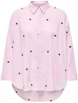 Only Lina Grace LS Emb Bluse Loose Fit 15283743 rosa/rot