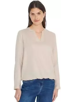 Cecil Langarmbluse mit Splitneck aus reiner Viskose (B346300) grain beige